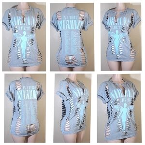 NIRVANA Custom  Distressed Short Sleeve Tee